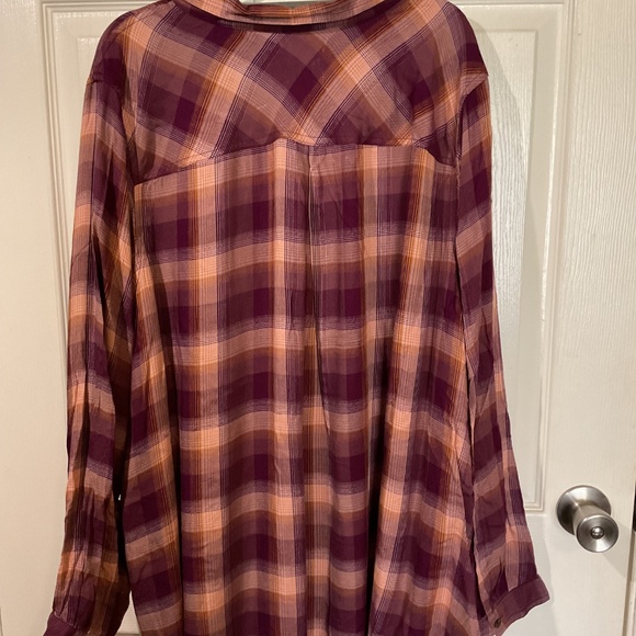 NWT Terra & Sky Oversized Women’s Plaid Button Down Long Sleeve Shirt - Picture 5 of 5